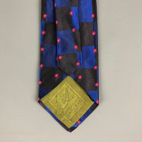 CHRISTIAN LACROIX Black Navy Checkered Silk Tie