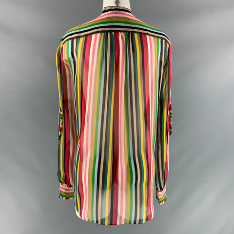 Nº21 Size 6 Multi-Color Silk Stripe Bow Shirt