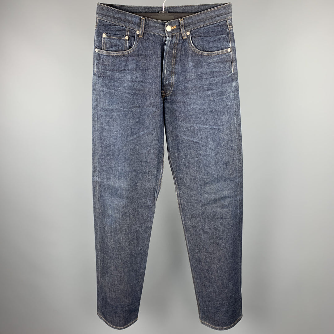 DANIEL CLEARY Taille 36 Indigo Wash Selvedge Denim Bouton Fly Jeans