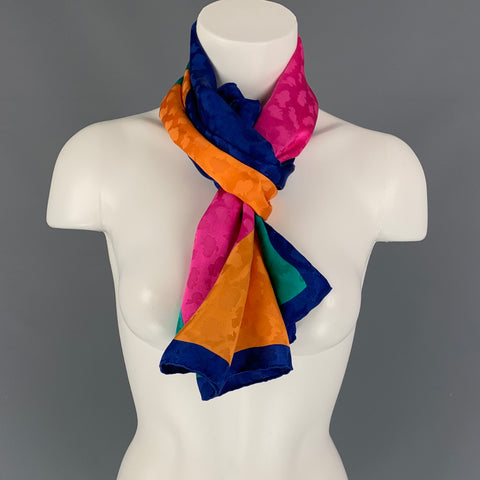 ASPREY Multi-Color Silk Color-Block Scarf
