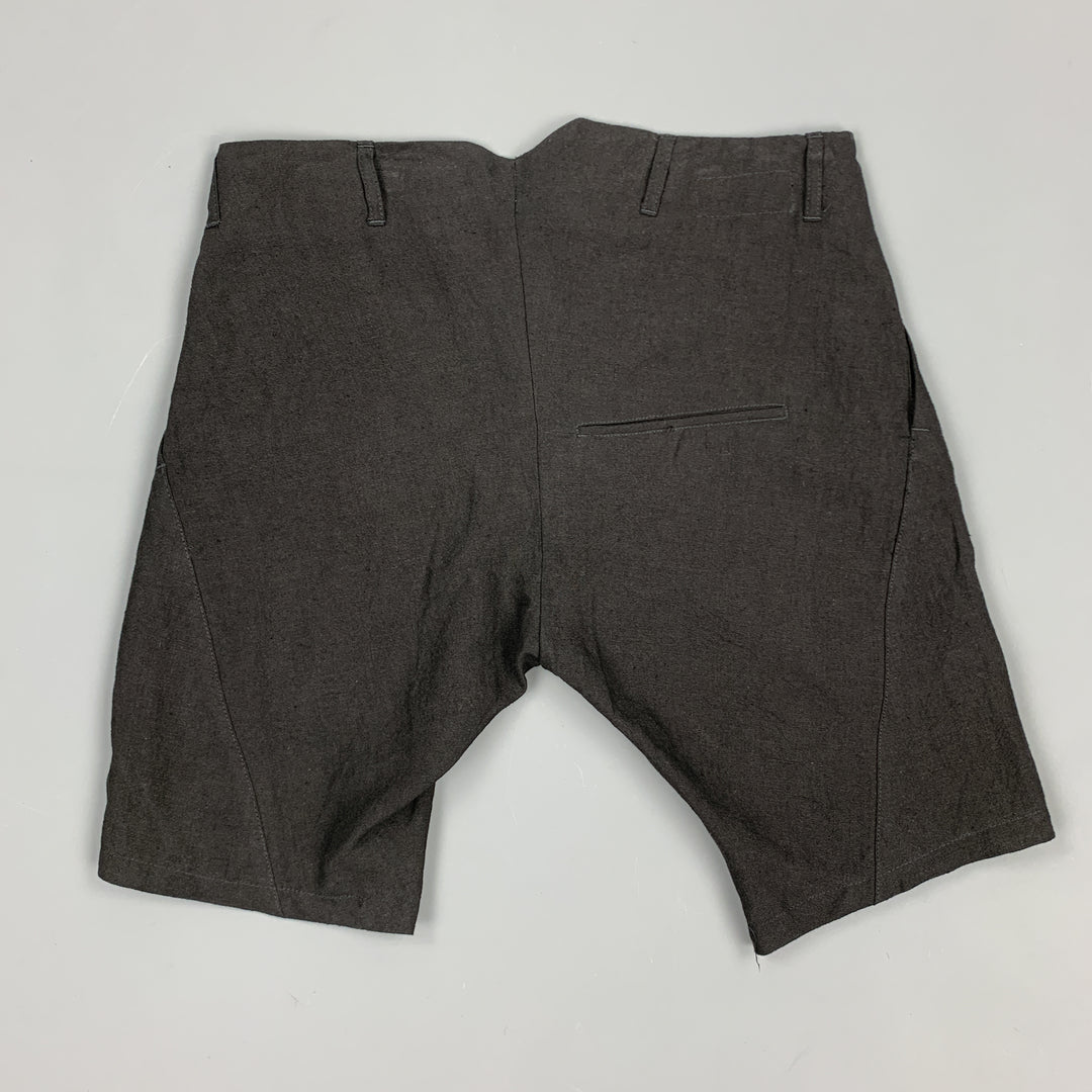 HANNIBAL Talla 30 Pantalones cortos de lino con botones en negro