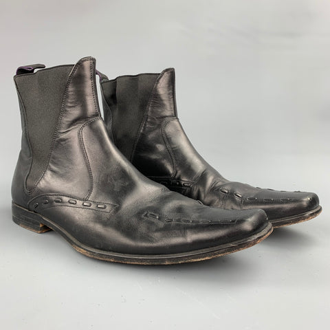 PAUL SMITH Taille 9 Bottes Chelsea en cuir noir fabriquées à la main