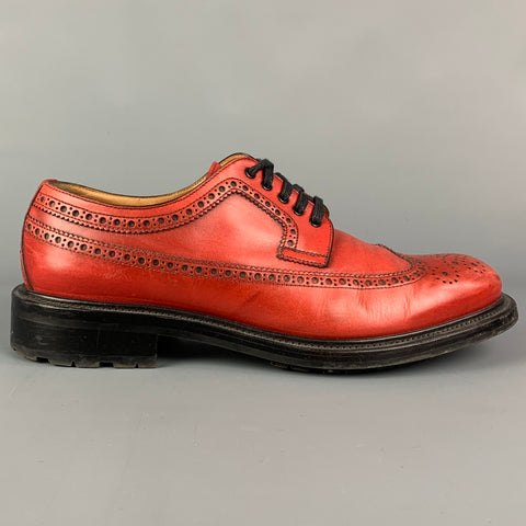 O'KEEFFE Talla 9 Zapatos con cordones y punta de ala de cuero perforado rojo