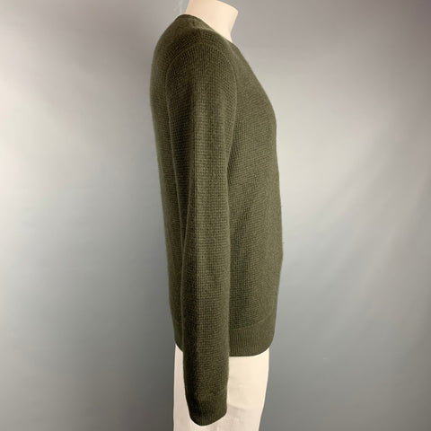 POLO by RALPH LAUREN Size L Olive Waffle Knit Cashmere Crew-Neck Pullover