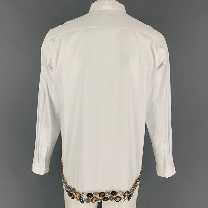 COMME des GARCONS HOMME PLUS Size L White Metal Applique Cotton Long Sleeve Shirt
