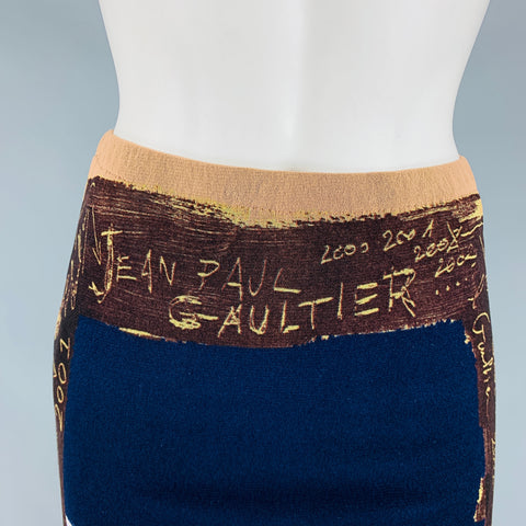 JEAN PAUL GAULTIER Size M Navy Multi-Color Nylon Graffiti Skirt