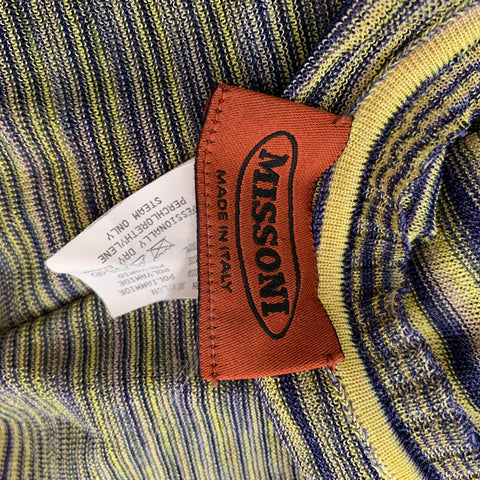 MISSONI Size 2 Blue & Yellow Viscose / Polyamide Casual Top