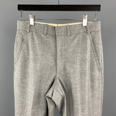 CUSTOM MADE Size 28 Light Grey Heather Wool Dress Pants