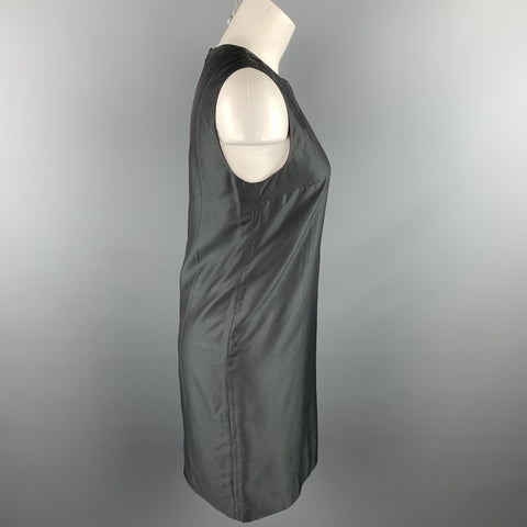 PRADA Size 6 Gray Silk Sleeveless Shift Dress