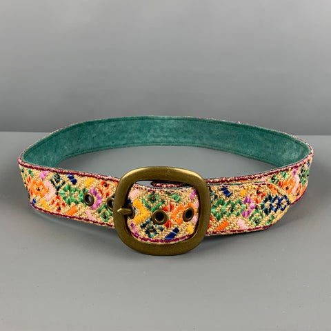 VINTAGE Taille 36 Ceinture de tissus mélangés brodés multicolores