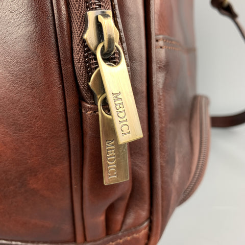 MEDICI FIRENZE Brown Leather Top Handle Shoulder Strap Duffle Bag