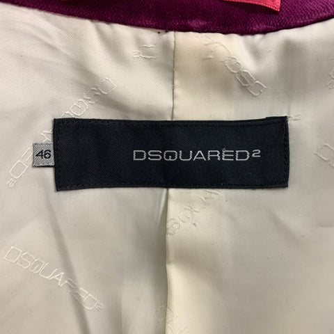 DSQUARED2 Size 36 Magenta Velvet Cotton Velvet Peak Lapel Sport Coat