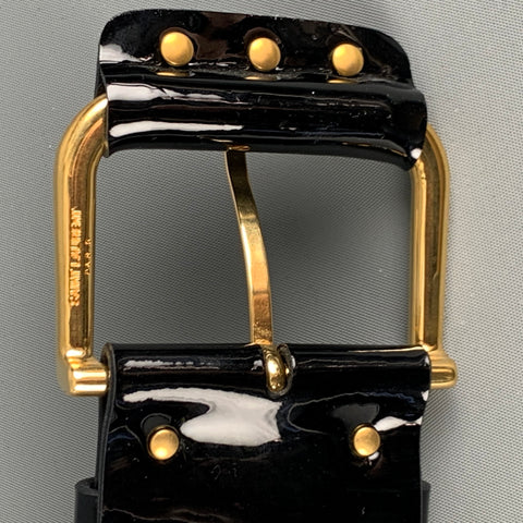 SAINT LAURENT Waist Size 30 Black Patent Leather Belt