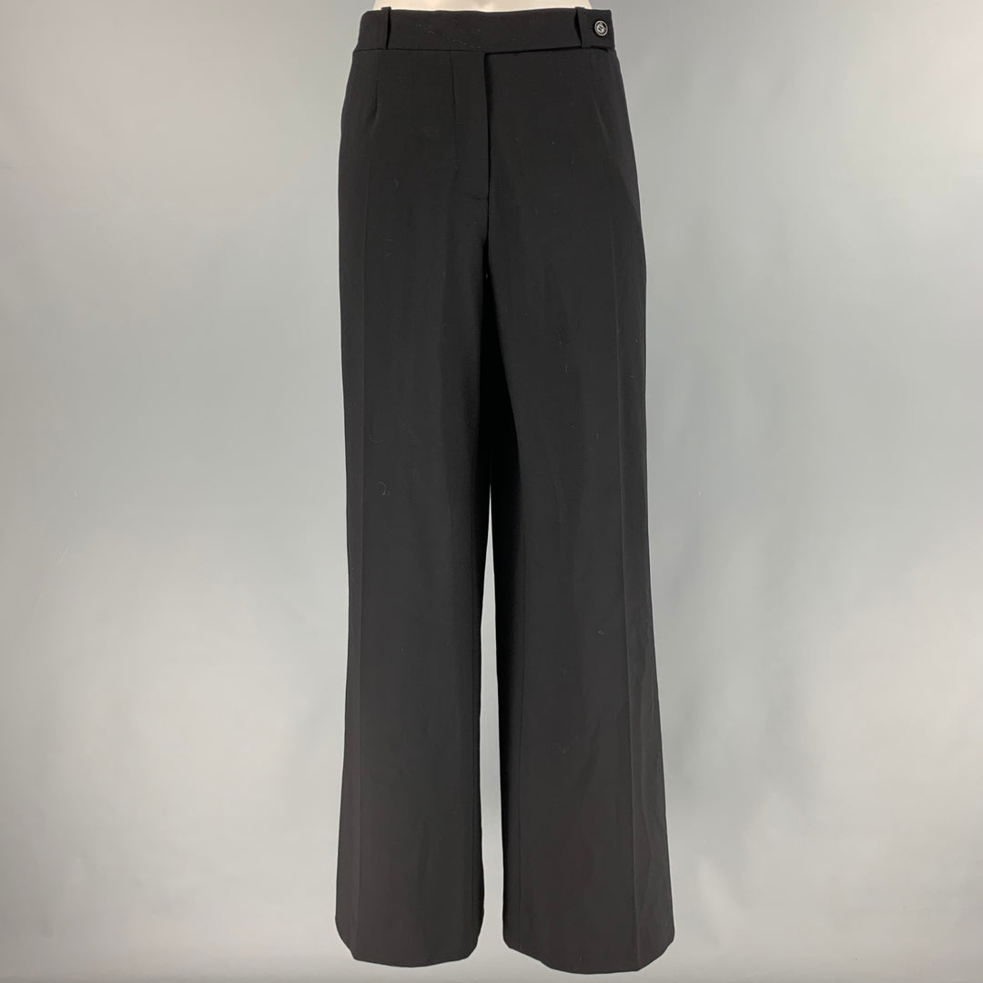 CELINE Size L Black Wool Blend Zip Dress Pants