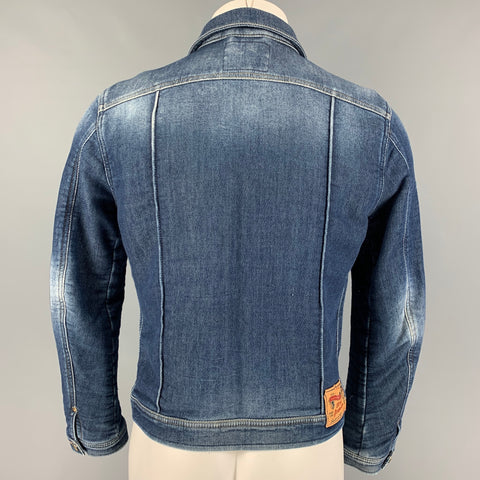 DIESEL Size M Indigo Wash Cotton Blend Trucker Jacket