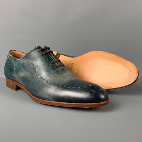 FRATELLI ROSSETTI Size 9.5 Green Antique Leather Lace Up Shoes