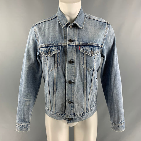 LEVI STRAUSS Size M Light Blue Distressed Cotton Denim Jacket