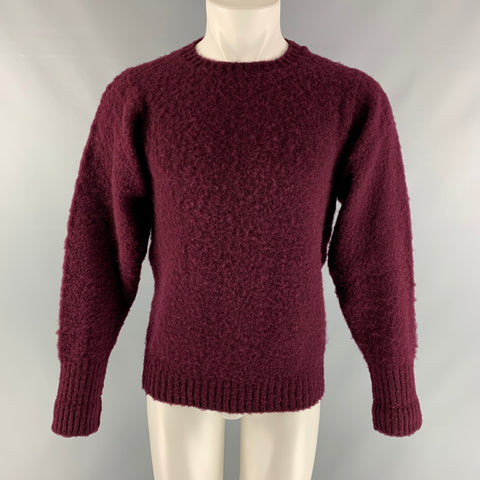 J. PRESS Jersey de cuello redondo de lana de punto burdeos talla S