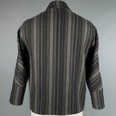 STEPHAN SCHNEIDER Size XL Grey Green Stripe Wool Cotton Jacket