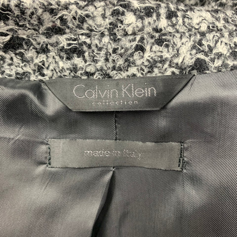 CALVIN KLEIN COLLECTION Size 38 Black & White Tweed Notch Lapel Sport Coat