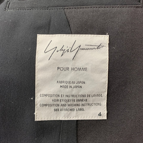 YOHJI YAMAMOTO Size L Black Wool Notch Lapel Buttoned Jacket