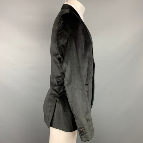 PAUL SMITH Kensington Fit Size 40 Regular Black Embroidery Velvet Notch Lapel Sport Coat