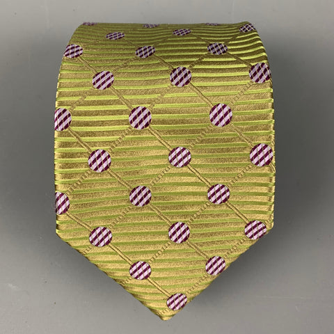 ERMENEGILDO ZEGNA Green &  Purple Dots Silk Tie