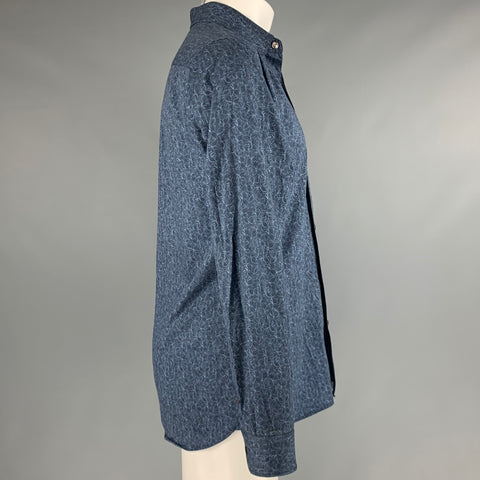 TED BAKER Size M Navy Blue Abstract Cotton Elastane Long Sleeve Shirt