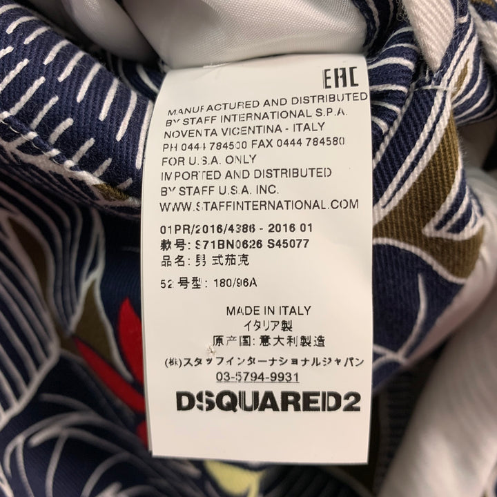 DSQUARED2 Talla 42 Abrigo deportivo de elastano de algodón floral multicolor azul marino