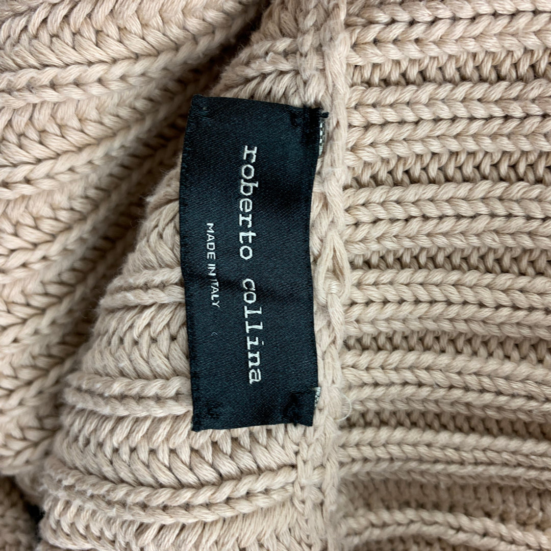 ROBERTO COLLINA Taille L Cardigan col châle en coton tricoté beige