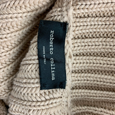 ROBERTO COLLINA Size L Beige Knit Cotton Shawl Collar Cardigan