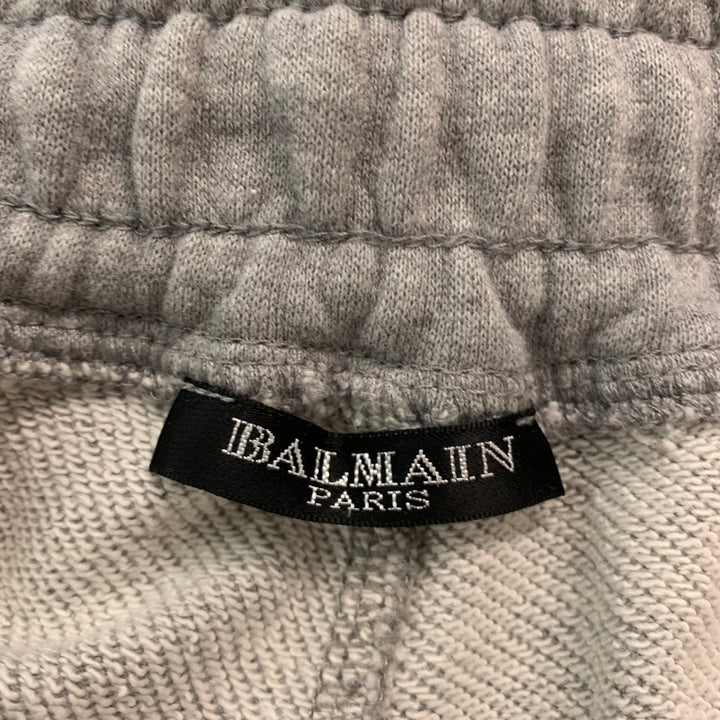 BALMAIN Size M Grey Heather Cotton Sweatpants