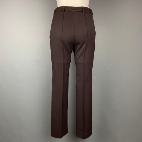 PRADA Size 4 Brown Twill Wool Blend Belted Dress Pants