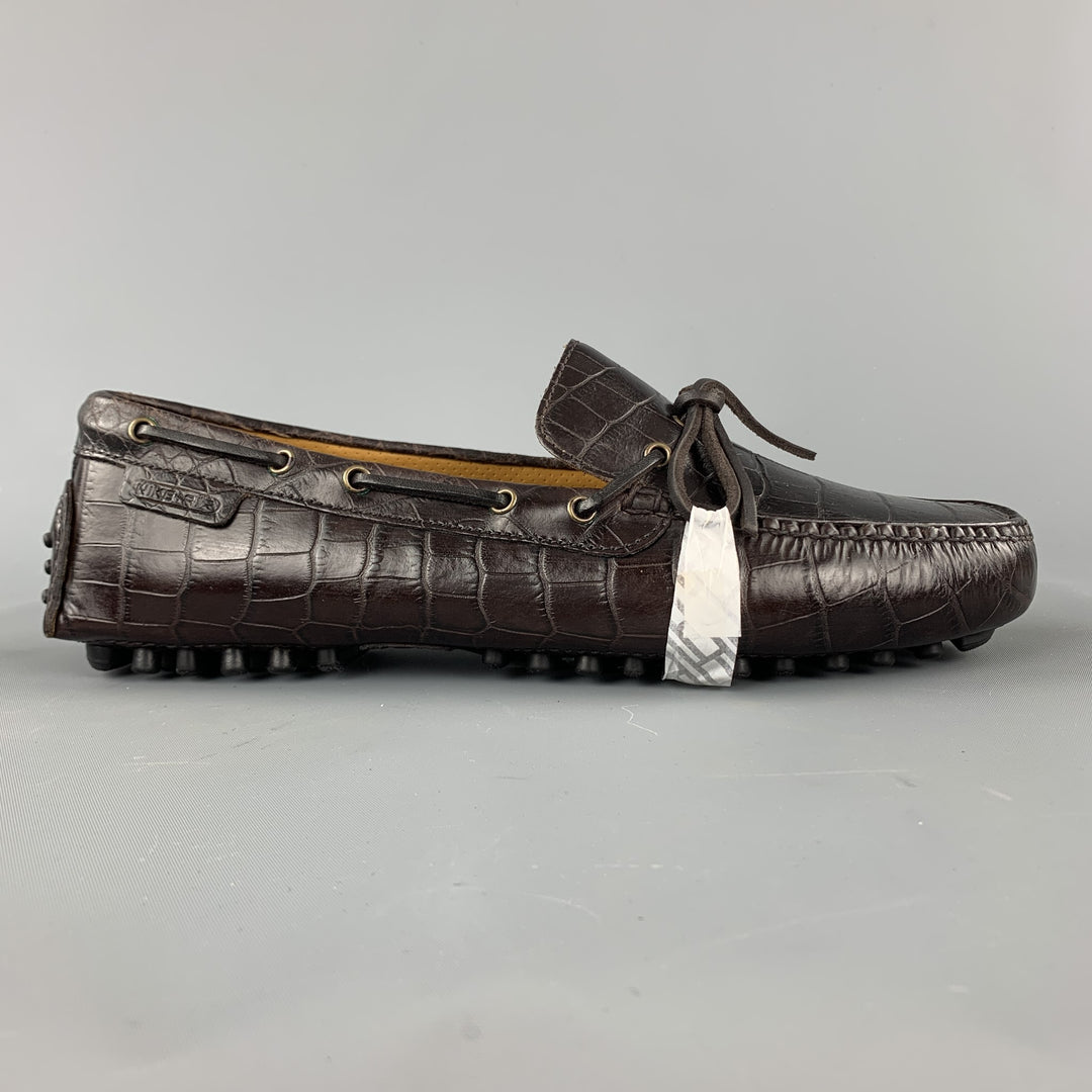 COLE HAAN Size 9 Brown Embossed Leather Drivers Loafers