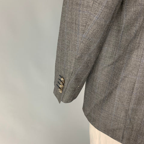 ERMENEGILDO ZEGNA Size 46 Grey Window Pane Wool Single Breasted Sport Coat