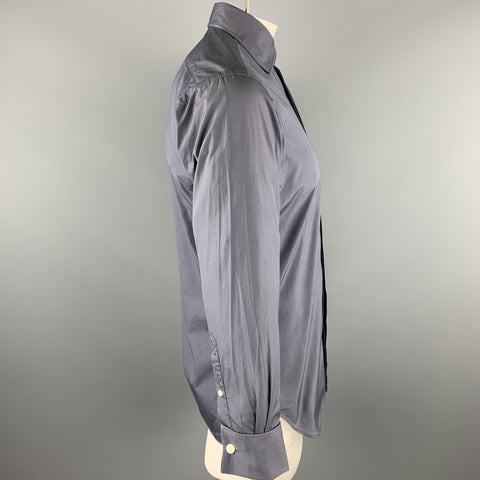 HAMILTON Size M Dark Gray Color Block Cotton Long Sleeve Shirt