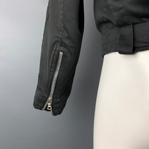DRIES VAN NOTEN Size S Black Cotton Back Belt Cropped Jacket