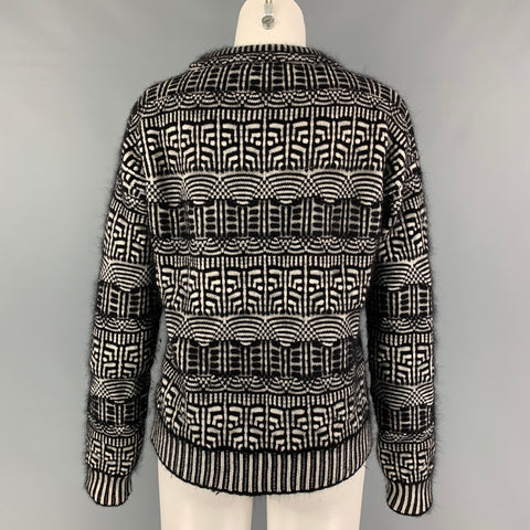 VIKTOR & ROLF Size M Black Beige Angora Blend Pattern Crew-Neck Sweater
