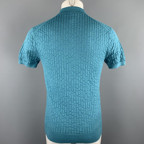 MR. TURK Size XS Teal Textured Cotton Buttoned Polo