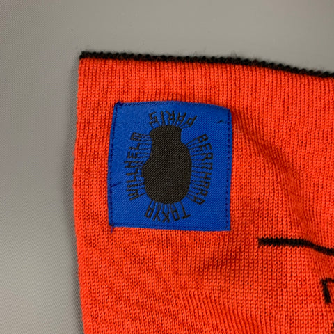 BERMHARD WILLHELM Orange Black Knitted Savior Of The World Scarf