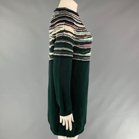 M MISSONI Size 12 Multi-Color Knitted Wool Blend Green Sweater