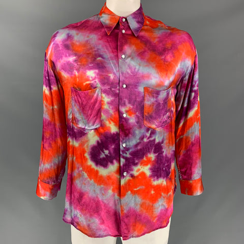 GARCONS INFIDELES Size XS Purple Tie Dye Viscose Button Up  Long Sleeve Shirt