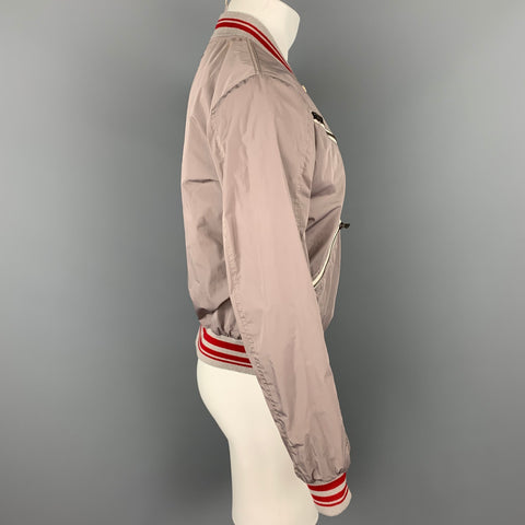 TOM REBL Size 38 Grey & Red Polyester Bomber Jacket