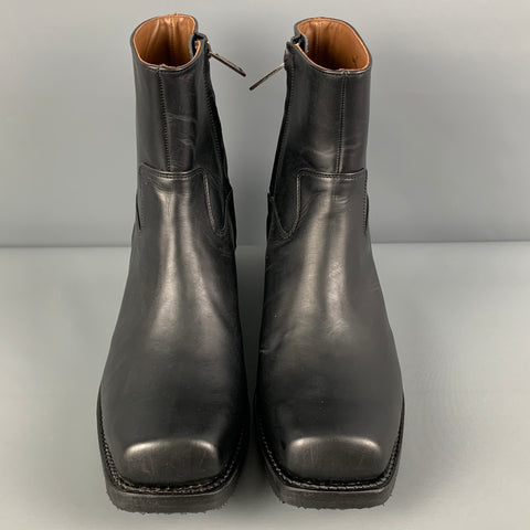 CHRISTIAN DADA Taille 9 Bottes à fermeture éclair latérale en cuir noir