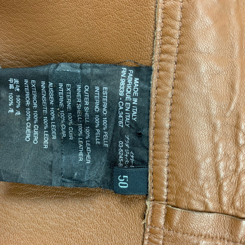 PRADA Chaqueta con bolsillos y aberturas de cuero marrón talla 40