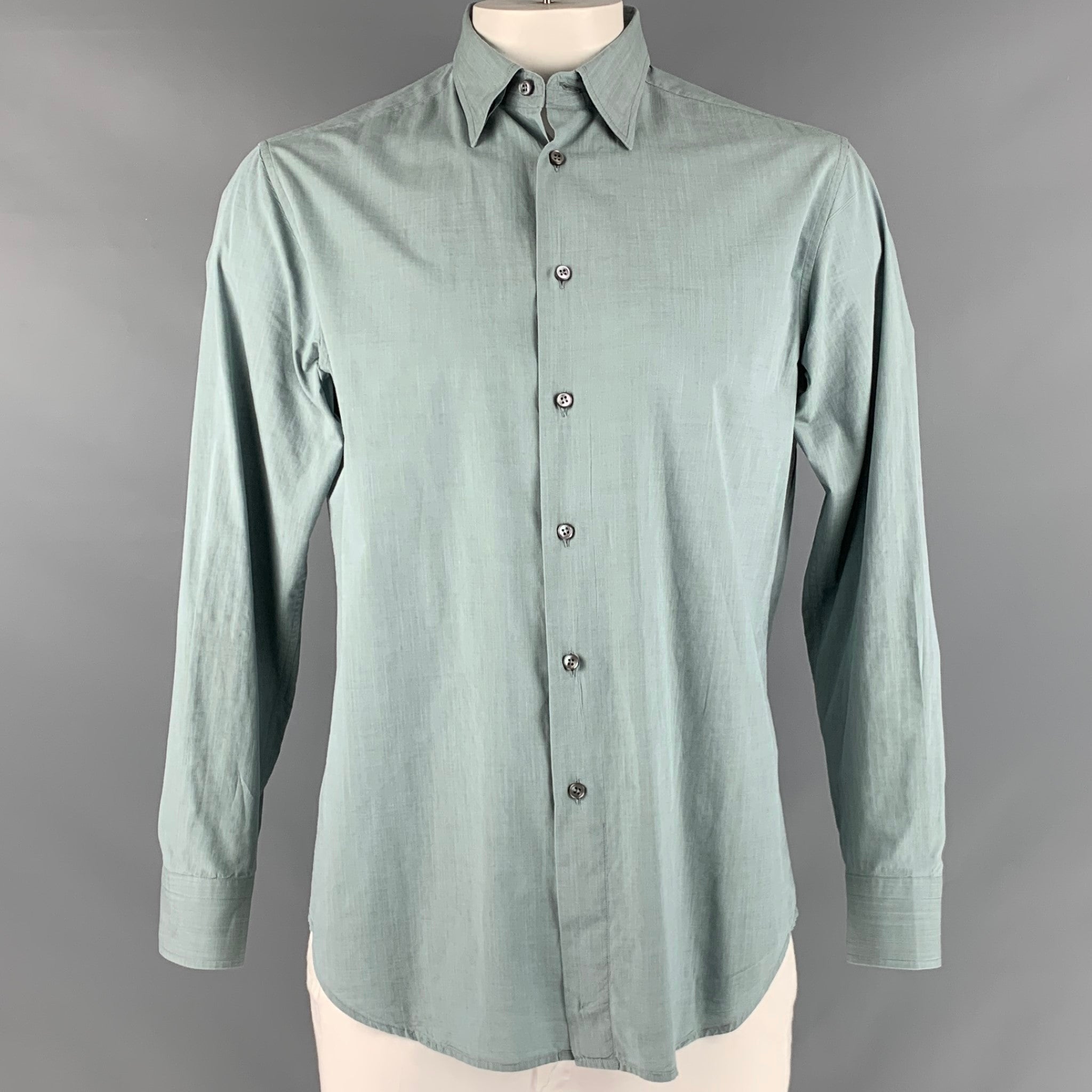Brioni spread-collar cotton shirt - Blue