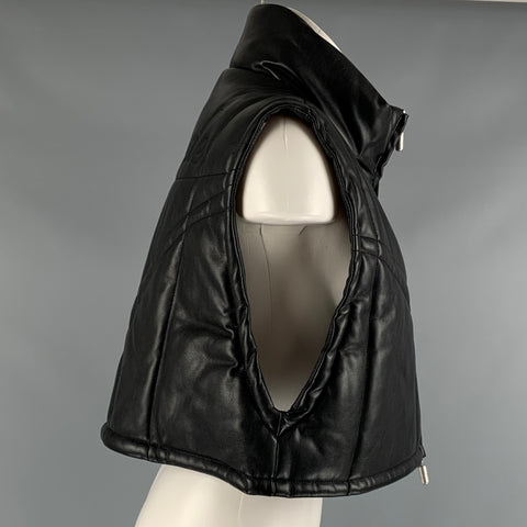 RHUDE Taille S Gilet court en simili cuir matelassé noir