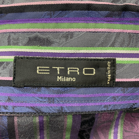 ETRO Blusa de algodón a rayas moradas y verdes talla M