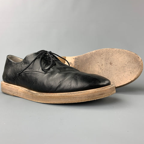 MARSELL Size 11 Black Leather Round Toe Lace Up Shoes