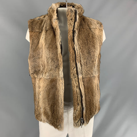 JUICY COUTURE Size L Brown Reversible Leather Zip Up & Snaps Vest